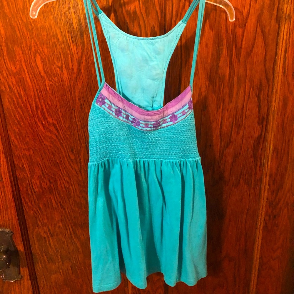 Surf babe tank with beautiful embroidery.
